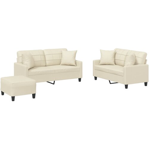 Maison Chic Sedežna garnitura - kavč z vzglavniki 3-delna krem umetno usnje, (21728682) Cene