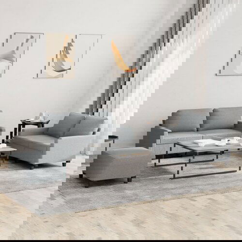  The Living Store Sedežna garnitura 3-delna z blazinami svetlo sivo blago - Sedežna Garnitura, (21479000) Cene