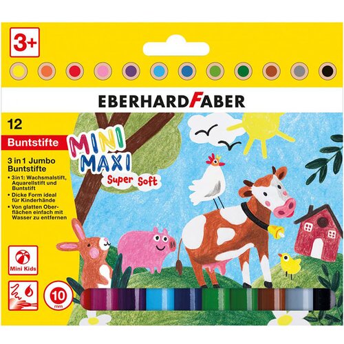 Faber-Castell Barvice Eberhard Faber Mini Maxi 3v1, 12 kosov Cene