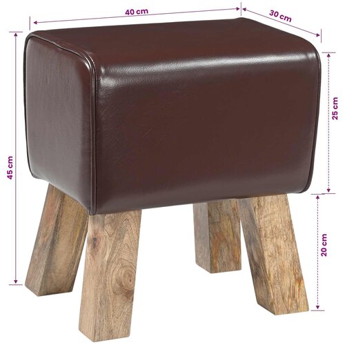 Klupa 40 x 30 x 45 cm Prava koža Tamno smeđa Slike