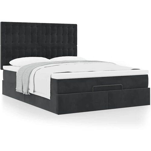 VidaXL Otomanski krevet s madracima crni 140x190cm bar&amp;scaron;unasti Slike