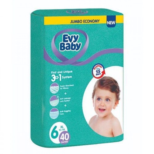 Evy Baby pelene jumbo 6 XL 16+kg 40kom 3 u 1 Slike