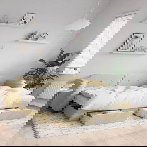 vidaXL Dnevni krevet na razvlačenje s ladicama krem 90x200 cm tkanina Cijene