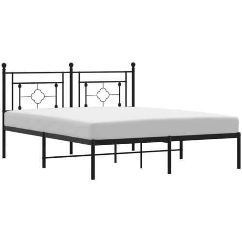 Maison Chic Kovinski Posteljni okvir - Dvoposteljna postelja - Zakonska postelja z vzglavjem črn 160x200 cm, (21692326) Slike