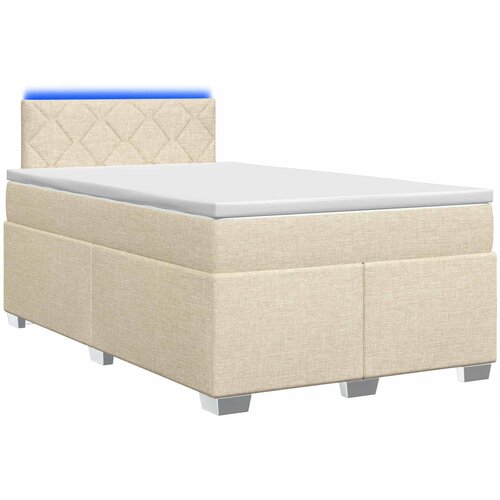  Krevet s box springom, madracem i LED-om Krem 120 x 190 cm Slike
