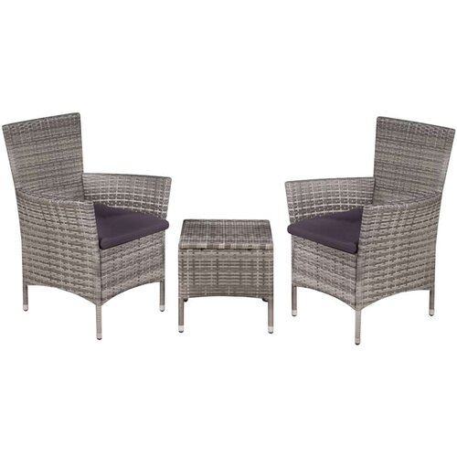 Poli 3-dijelni bistro set od poliratana sivi Cene