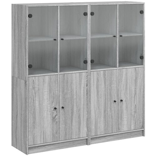 Maison Chic Knjižna omara - Knjižni regal z vrati siva sonoma 136x37x142 cm inženirski les, (21726277) Slike