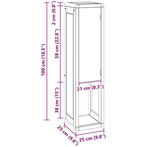  Ormar za kupaonicu Prirodna 25 x 25 x 100 cm Čvrsto teak drvo Slike
