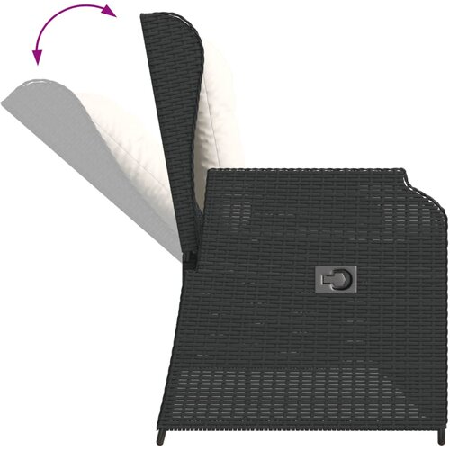  3-dijelna vrtna garnitura od poliratana s jastucima crna 110 x 110 x 40/71 cm Slike