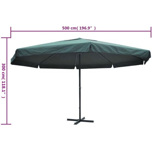  Suncobran Zeleni Aluminijum 500 cm Slike