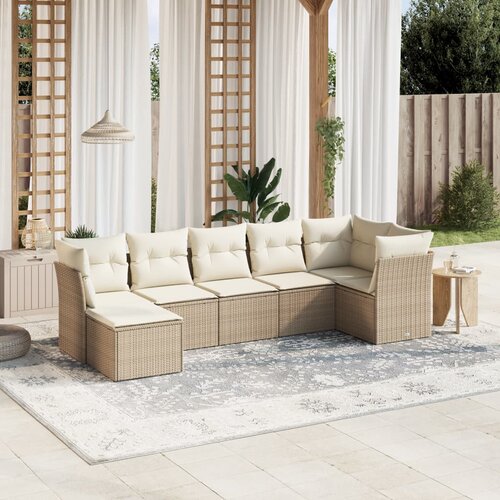 vidaXL 7-dijelni set vrtnih sofa od poliratana s jastucima bež Cijene
