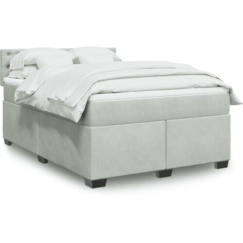 VidaXL Krevet s oprugama i madracem svjetlosivi 140x190 cm bar&amp;scaron;unasti Slike