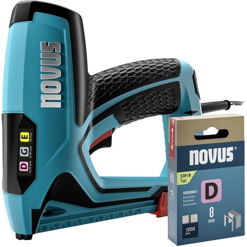 Novus Električni spenjalnik Tools J-151 set + 1200 plo&amp;scaron;čatih žičnih sponk - profesionalni spenjalnik za pritrjevanje folij in okrasnih trakov - dolžina sponk 6 - 14 mm in žeblji 16 mm (21507330) Slike