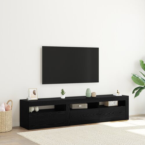 vidaXL TV kabineti 2 kom sa LED svjetlima Crni hrast Kombinirano drvo, Crni hrast TV stalak sa LED svjetlima, 60x35x40 cm, Napravljen od kombiniranog drveta Cijene