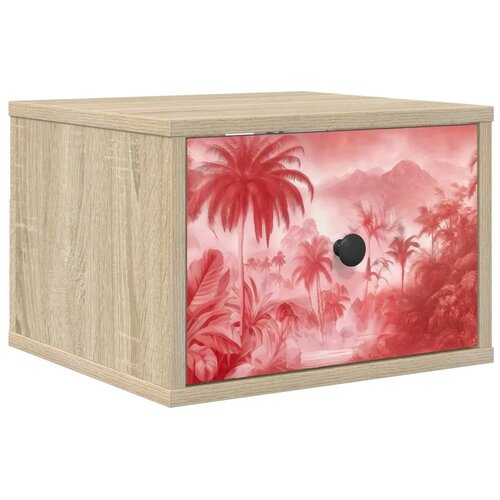  Wall-mounted noćni ormarić AACHEN Hrast sonoma 36 x 33 x 25 cm - Hrast sonoma Ružičasti uzorak palme 1 Cijene