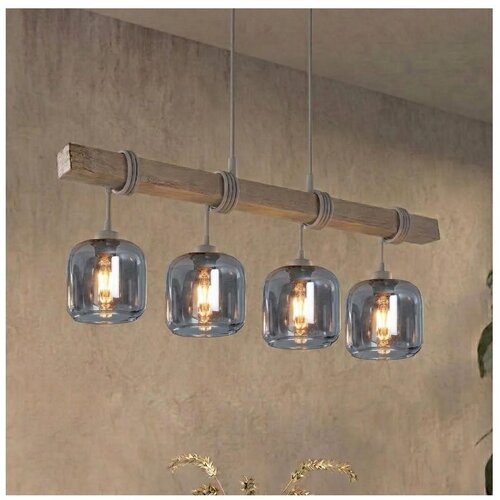 Brilagi Luster na sajli WOOD GLASS 4xE27/60W/230V borovina/siva/zadimljeno-siva Cene