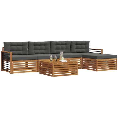  Set vanjskih sofa 6 kom. Prirodna i antracit Slike