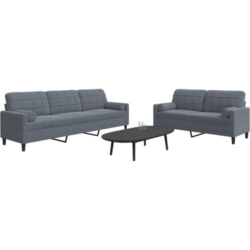  2-dijelni set sofa s jastucima tamnosivi bar&scaron;unasti Cijene