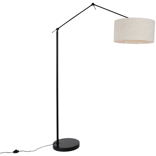 QAZQA Stoječa svetilka črna s svetlo sivim senčnikom 50 cm nastavljiva - Editor Slike