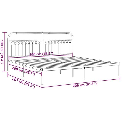 vidaXL Kovinski posteljni okvir z vzglavjem bel 200x200 cm, (21251368) Cene