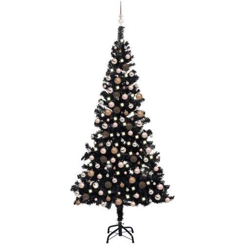 vidaXL umjetno božićno drvce LED s kuglicama crno 240 cm PVC Cene