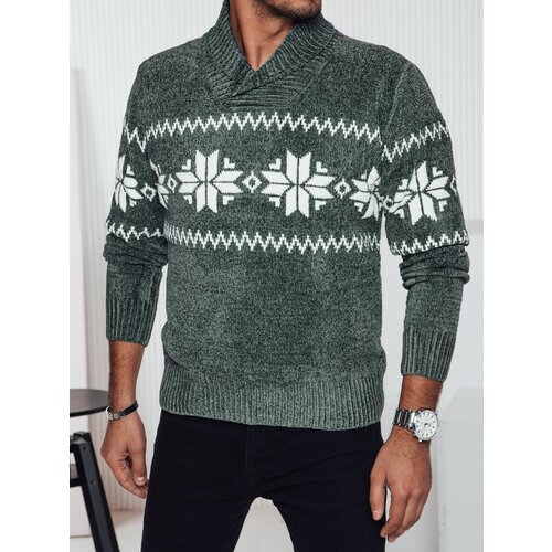 DStreet Sweter męski w śnieżynki zielony Cene