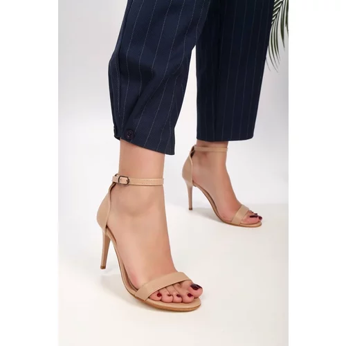 Shoeberry Women's Puirn Skin Single Strap Heeled Shoes