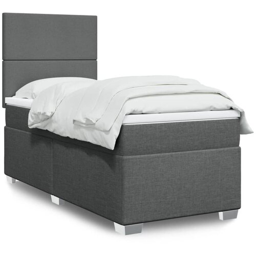vidaXL Box spring postelja z vzmetnico temno siva 90x190 cm blago Cene