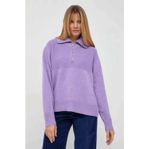 Beatrice B Volnen pulover ženski, vijolična barva