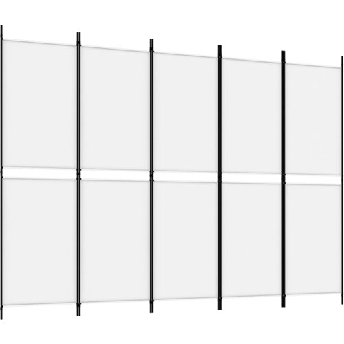 Maison Chic Paravan - Zaslon - Pregrada 5-delni bel 250x180 cm blago, (21673995) Slike
