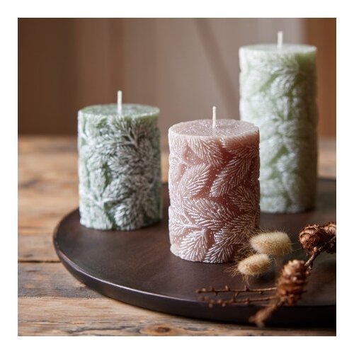 Dekordom novogodišnja dekoracija - pillar candle paraffin leaf 10cm 880269 - rosemary green - kmg ( 043397 ) Slike