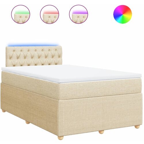 vidaXL Box spring postelja z vzmetnico krem 120x190 cm blago, (21307867) Cene