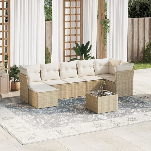 VidaXL 8-dijelni set vrtnih sofa od poliratana s jastucima bež Slike