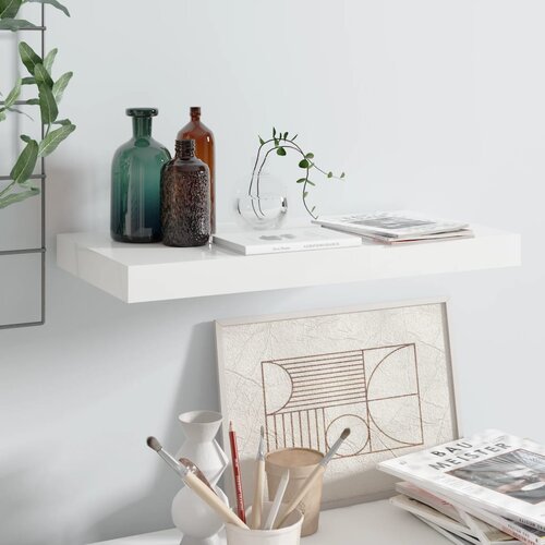 VidaXL Plutajuća zidna polica visoki sjaj bijela 50 x 23 x 3,8 cm MDF Slike