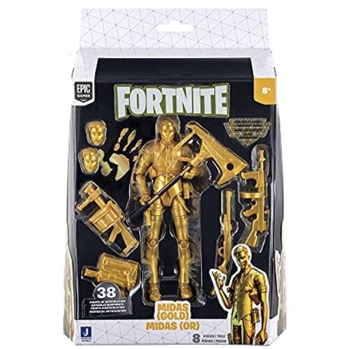 Fortnite legendary series midas gold, 6-palčna zelo podrobna figura z vsem orodjem za nabiranje zlata, orožjem, hrbtnim blingom in zamenljivimi obrazi., (20838465) Slike