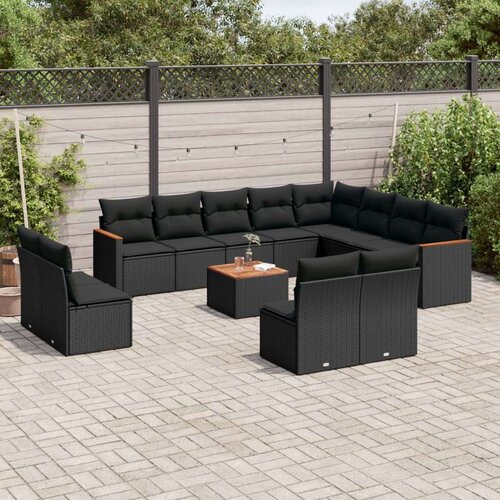  13-dijelni set vrtnih sofa s jastucima poliratan crni Cene