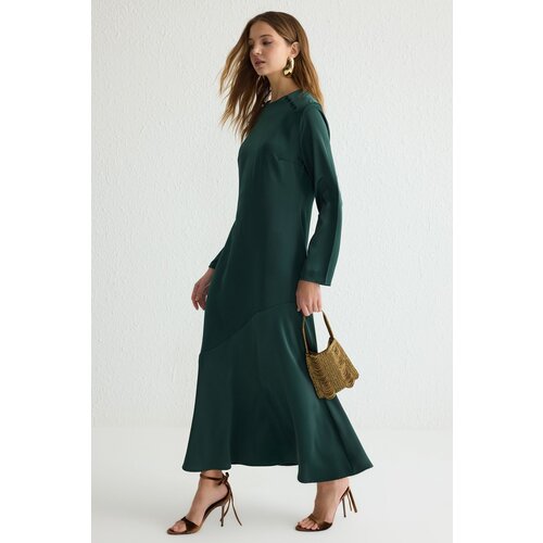 Trendyol Khaki Satin Woven Evening Dress Slike