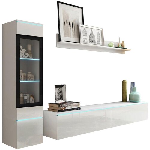 P & B Dnevni Regal Vera, Bela, Visoki Sijaj, 3-Delno, Led Cene