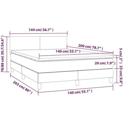  S oprugama i madracem svjetlosivi 140x200 cm bar&amp;scaron;unasti Slike