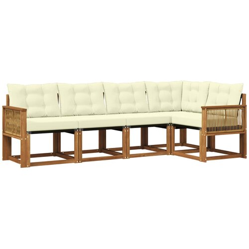 vidaXL Zunanja garnitura za sedenje z blazino 5 pcs Naravna in smetana, (5000280216) Cene