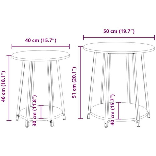VidaXL Krajnji stolovi Sonoma hrast MDF, Metal Srednji Elegantni Slike