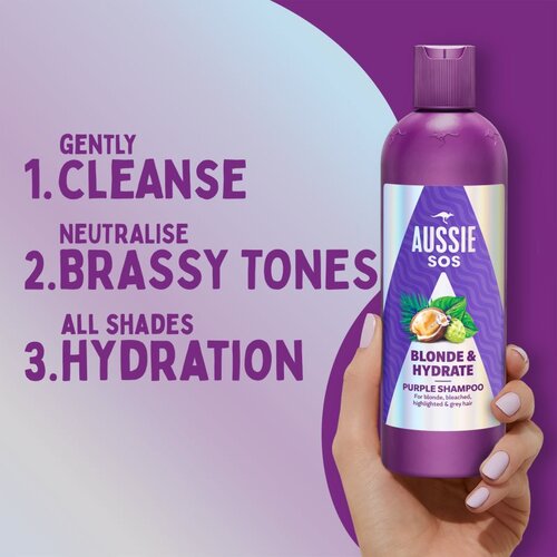 Aussie SOS Blonde Hydrate vijoličen toniran &amp;scaron;ampon za blond lase 300 ml Slike
