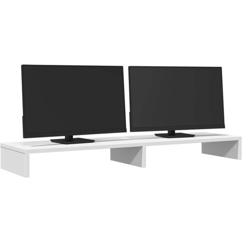 VidaXL Stalak za monitor bijeli 100 x 27 x 10 cm od konstruiranog drva Slike
