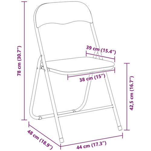  Sklopiva stolica 2 pcs Crna 48 x 44 x 78 cm Bar&amp;scaron;un - 2 Slike