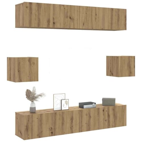  tv omara 6-delna stenski artisan hrast inženirski les, (21703821) Slike