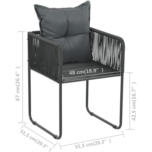  5-dijelni vrtni blagovaonski set od PVC ratana crni Slike