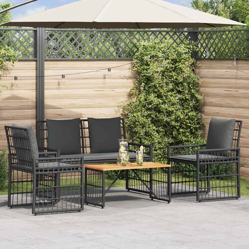  Set vanjskog namještaja 4 pcs Crna i tamno siva Cene