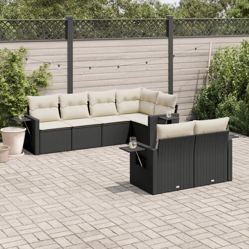  7-dijelni set vrtnih sofa od poliratana s jastucima crni Cijene
