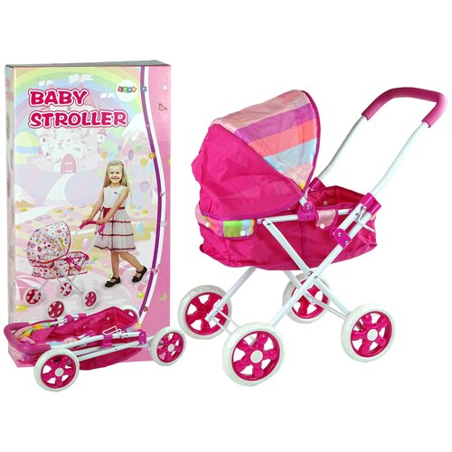 Pink Pushchair for Dolls with Colourful Canopy 66 cm Cijene