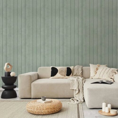  Tapeta - Delicate Wood - Vertical stripes in a pastel green shade. 49x1000 Samoljepljiva Cene